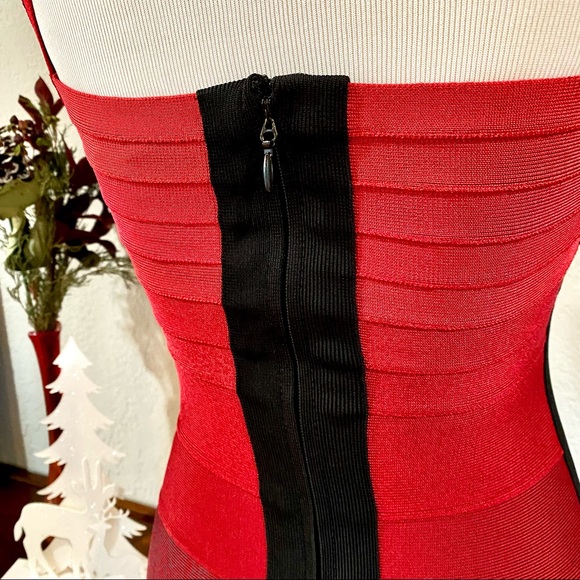 NWOT Herve Leger Amee Red Ombre Mini Dress, XS - Picture 9 of 16